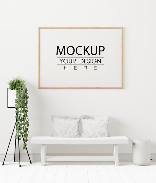 Poster Frame In Living Room Mockup Psd