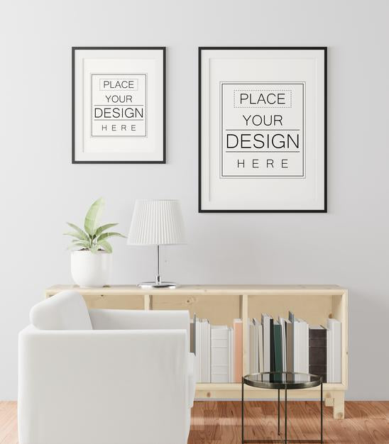 Poster Frame In Living Room Mockup Psd