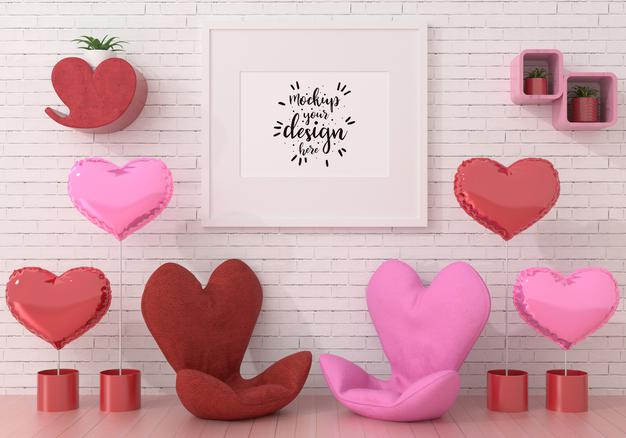 Poster Frame In Living Room Mockup Psd