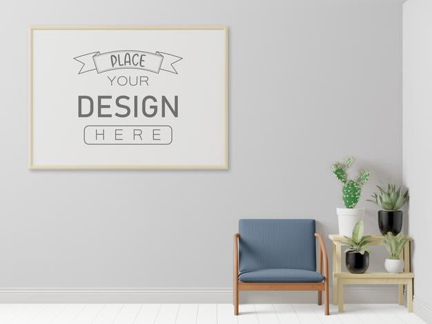 Poster Frame In Living Room Mockup Psd