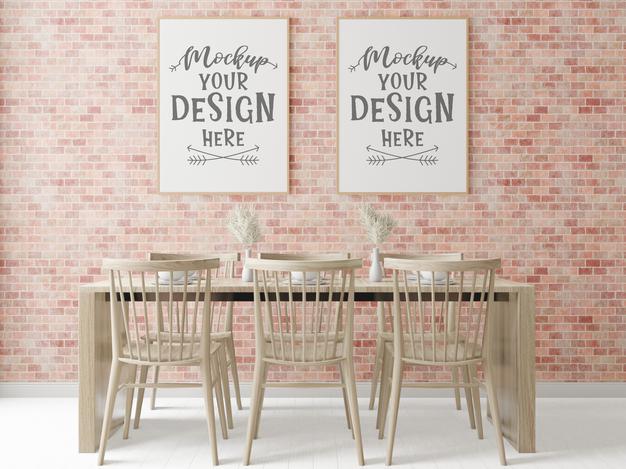 Poster Frame In Living Room Mockup Psd