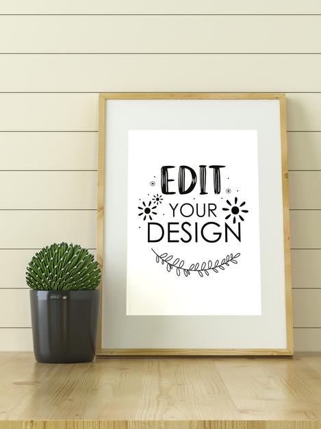 Poster Frame In Living Room Mockup Psd