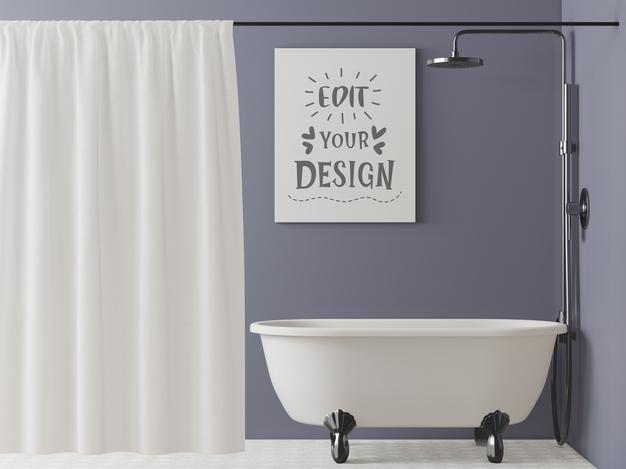 Poster Frame In Living Room Mockup Psd