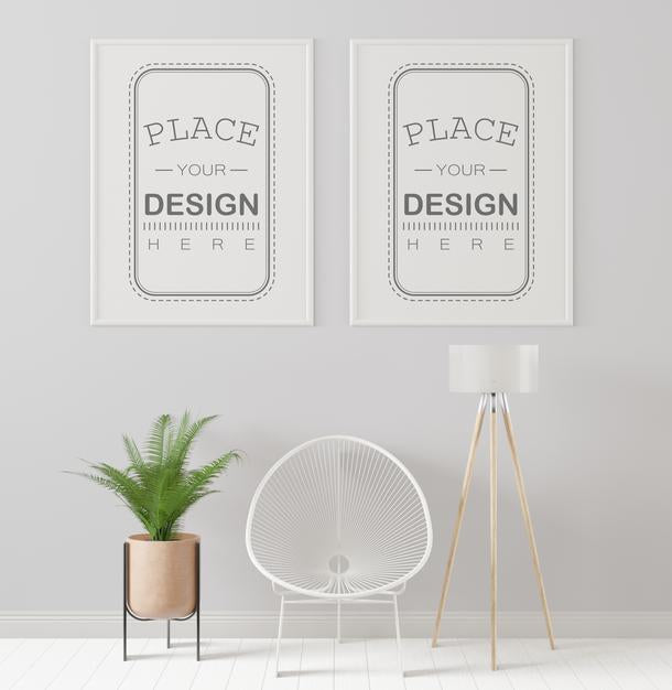 Poster Frame In Living Room Mockup Psd