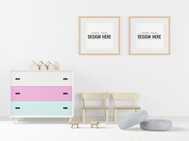 Poster Frame In Living Room Mockup Psd