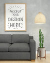 Poster Frame In Living Room Mockup Psd