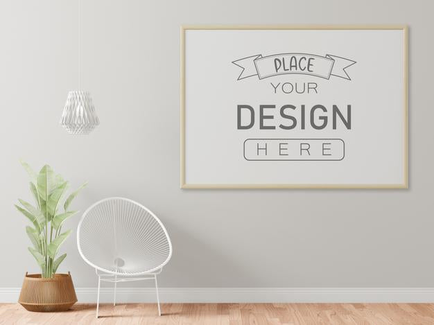 Poster Frame In Living Room Mockup Psd