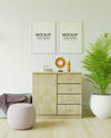 Poster Frame In Living Room Mockup Psd