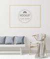 Poster Frame In Living Room Mockup Psd