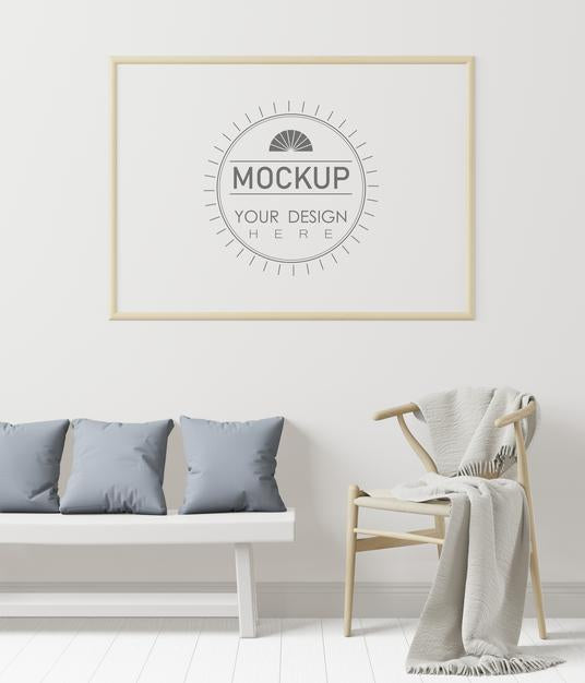 Poster Frame In Living Room Mockup Psd