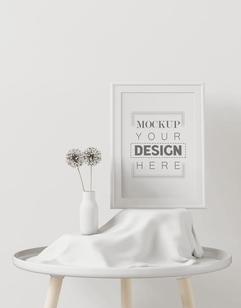 Poster Frame In Living Room Mockup Psd