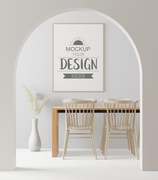 Poster Frame In Living Room Mockup Psd