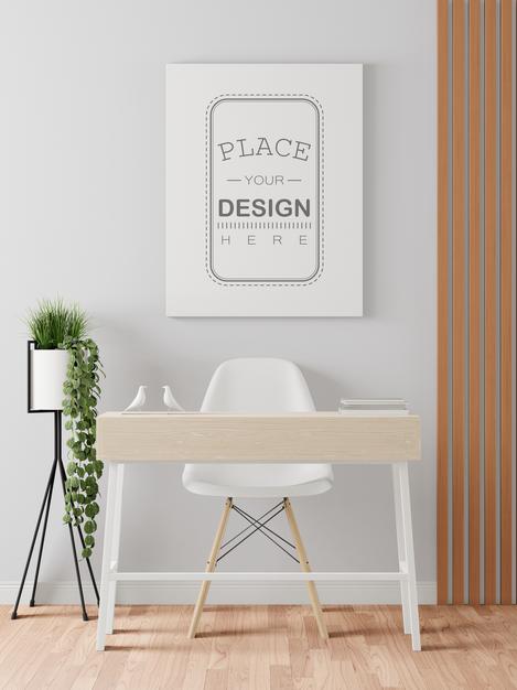 Poster Frame In Living Room Mockup Psd
