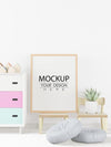 Poster Frame In Living Room Mockup Psd