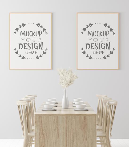 Poster Frame In Living Room Mockup Psd