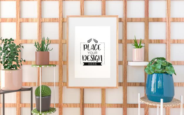 Poster Frame In Living Room Mockup Psd