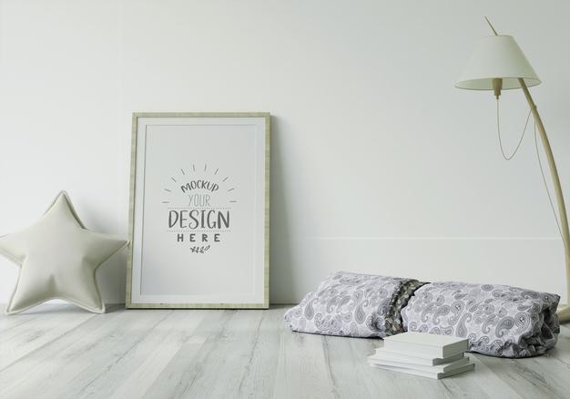 Poster Frame In Living Room Mockup Psd