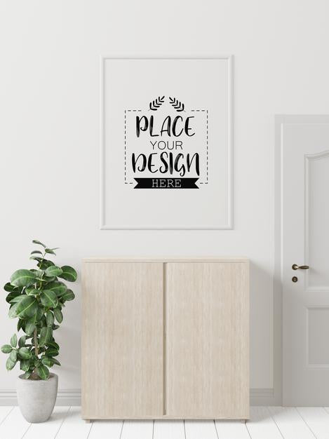 Poster Frame In Living Room Mockup Psd