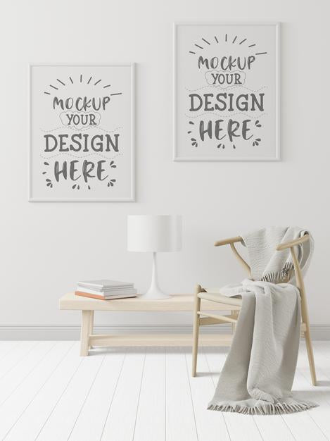 Poster Frame In Living Room Mockup Psd