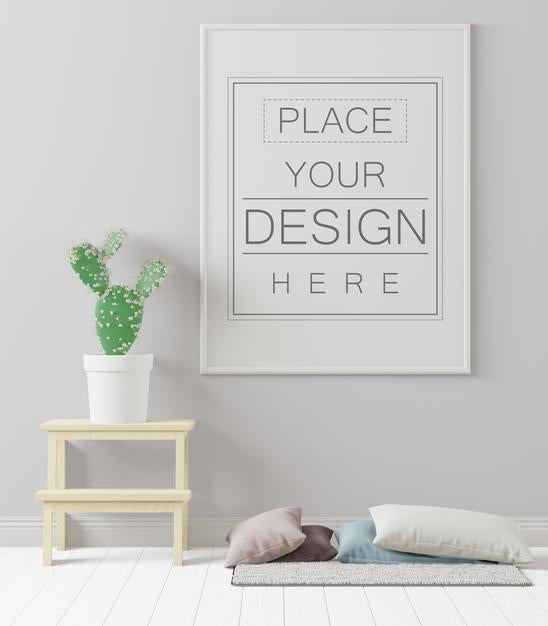 Poster Frame In Living Room Mockup Psd