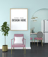 Poster Frame In Living Room Mockup Psd