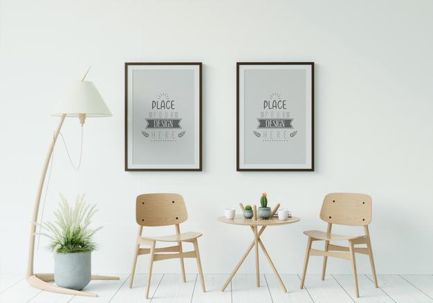 Poster Frame In Living Room Mockup Psd