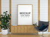 Poster Frame In Living Room Mockup Psd