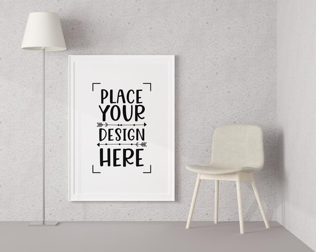Poster Frame In Living Room Mockup Psd