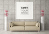 Poster Frame In Living Room Mockup Psd