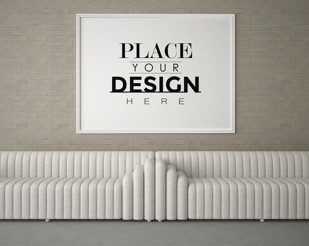 Poster Frame In Living Room Mockup Psd
