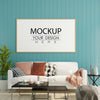 Poster Frame In Living Room Mockup Psd