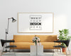 Poster Frame In Living Room Mockup Psd