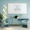 Poster Frame In Living Room Mockup Psd