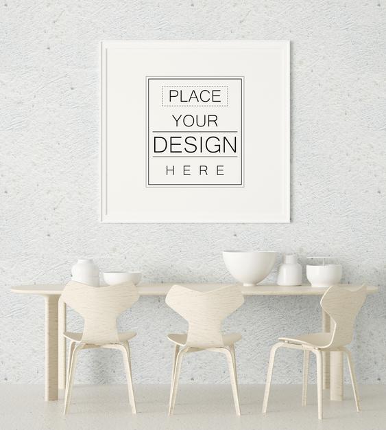 Poster Frame In Living Room Mockup Psd
