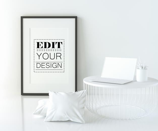 Poster Frame In Living Room Mockup Psd