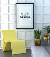 Poster Frame In Living Room Mockup Psd