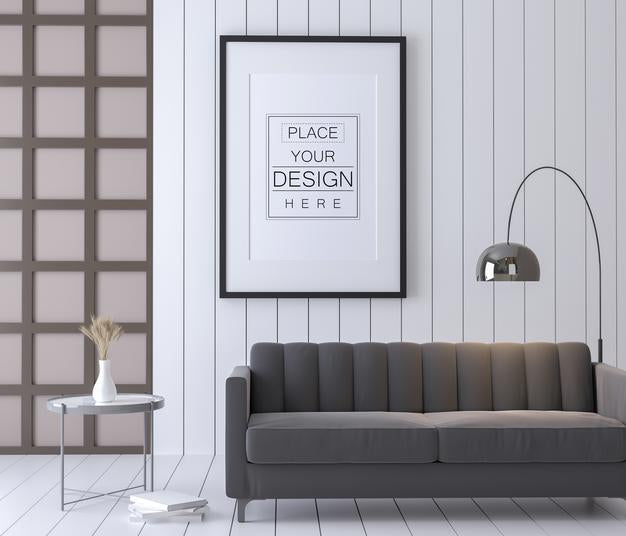 Poster Frame In Living Room Mockup Psd