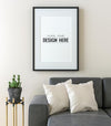 Poster Frame In Living Room Mockup Psd