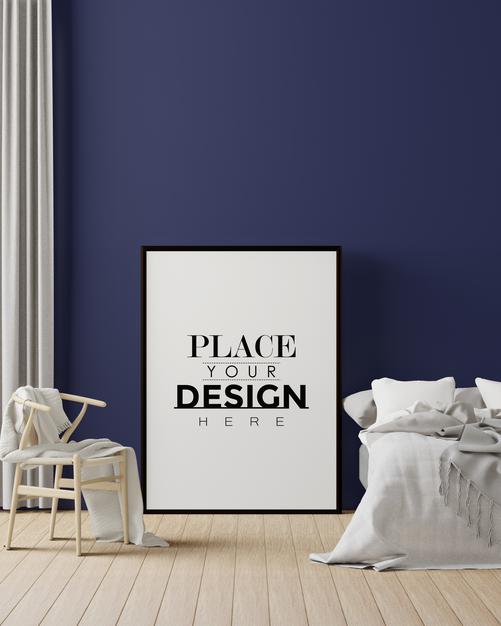 Poster Frame In Living Room Mockup Psd