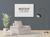 Poster Frame In Living Room Mockup Psd