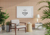 Poster Frame In Living Room Mockup Psd