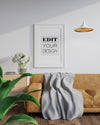 Poster Frame In Living Room Mockup Psd