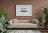 Poster Frame In Living Room Mockup Psd