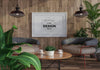 Poster Frame In Living Room Mockup Psd