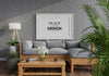 Poster Frame In Living Room Mockup Psd