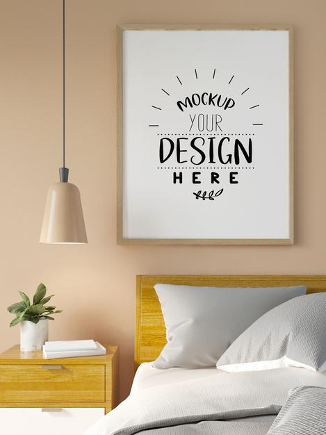 Poster Frame In Living Room Mockup Psd