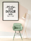 Poster Frame In Living Room Mockup Psd