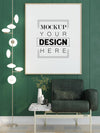 Poster Frame In Living Room Mockup Psd