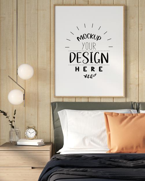 Poster Frame In Living Room Mockup Psd