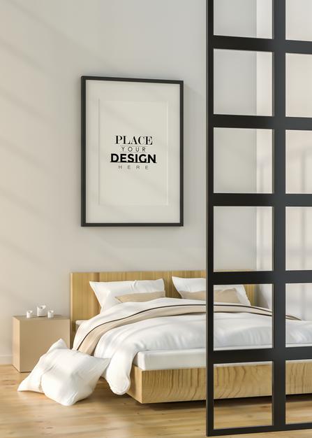 Poster Frame In Living Room Mockup Psd